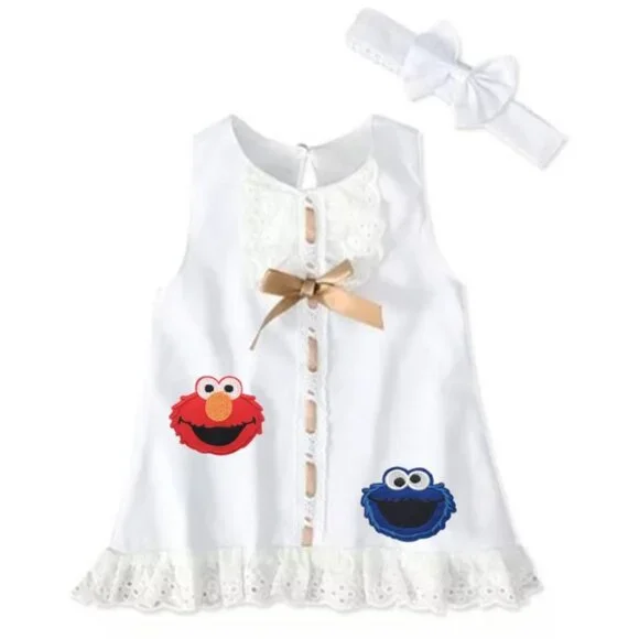 Boutique One Pieces | Elmo Dress Sesame Street Outfit Cookie Monster Clothes First Birthday | Color: White | Size: Various | Massielcl's Closet Boutique One Pieces | Elmo Dress Sesame Street Outfit Cookie Monster Clothes First Birthday | Color: White | Size: Various | Massielcl's Closet